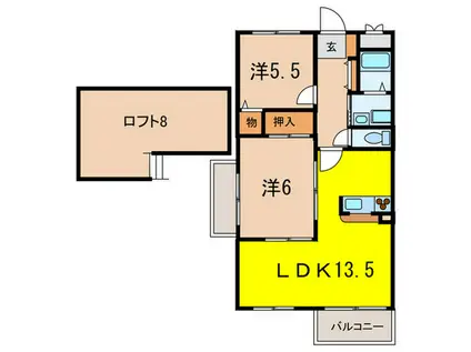ル・エスト夙川I(2LDK/5階)の間取り写真