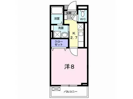 ウインズコート(1K/1階)の間取り写真