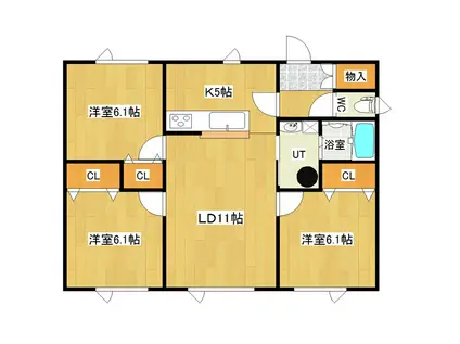 コーポアーバン(3LDK/1階)の間取り写真