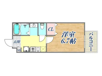 セジュール西代1 B棟(1K/2階)の間取り写真