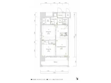 ラファセルフィーナ天神(2LDK/8階)の間取り写真