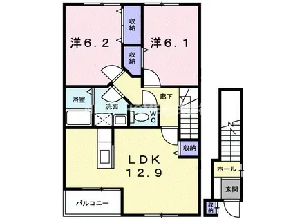 ガルテン ヒューゲルII(2LDK/2階)の間取り写真