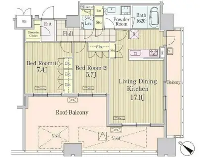 グランパレス東京八重洲アベニュー(2LDK/11階)の間取り写真