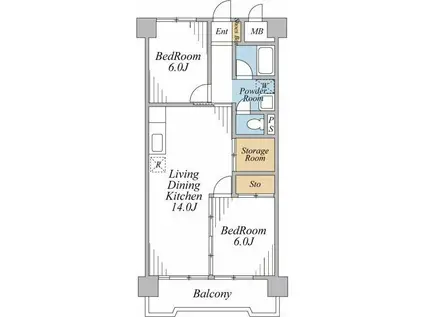 プレミアムフラット浦和仲町(2SLDK/6階)の間取り写真