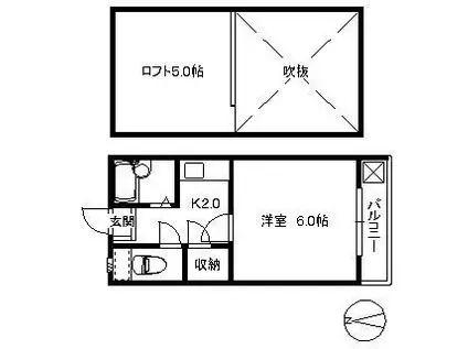 ベルハウス(1K/2階)の間取り写真