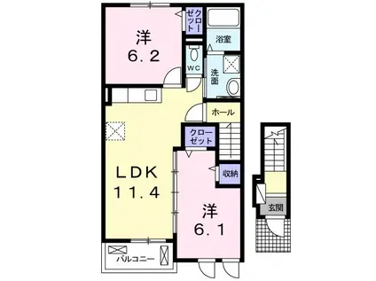 メゾン・ジェルメ(2LDK/2階)の間取り写真