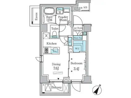 ラテスト白金台(1DK/3階)の間取り写真