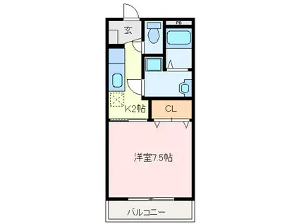 道伯ゴールドヒルズグッドスリー(1K/3階)の間取り写真