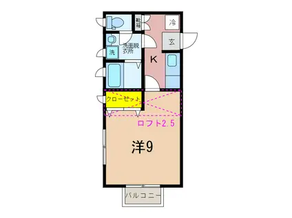 グレイスコート(1K/2階)の間取り写真