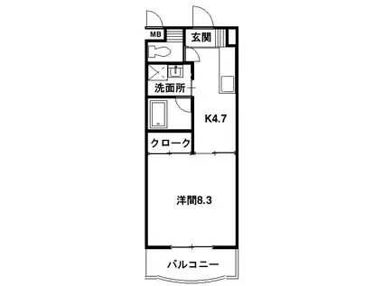 あぷと長坂II(1K/1階)の間取り写真