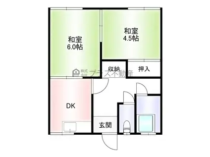 溝堀長屋(2DK/1階)の間取り写真