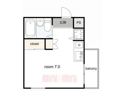 ロイヤルメゾン塚口VIII(ワンルーム/4階)の間取り写真