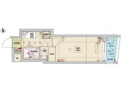 ビバリーホームズ五反田(1K/4階)の間取り写真