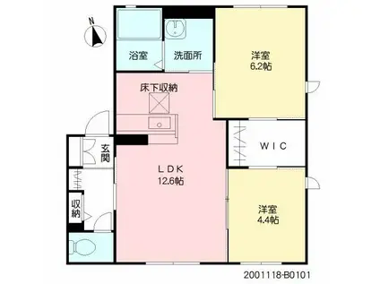 ヴィラサニーサイドB棟(2LDK/1階)の間取り写真