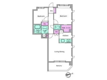 レジディア祐天寺(2LDK/1階)の間取り写真