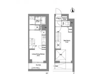 コンフォリア戸越公園(1LDK/1階)の間取り写真