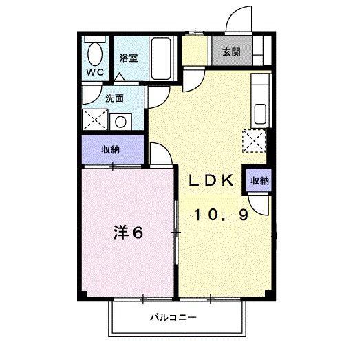 ハーモニーハイツ俊(1LDK/1階)の間取り写真
