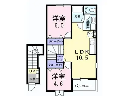 ストーンウェル II(2LDK/2階)の間取り写真