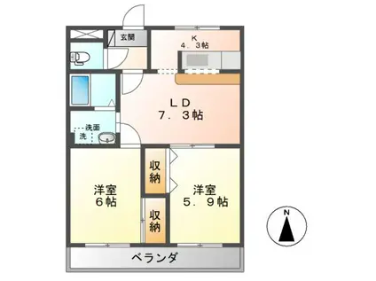 ハイムフロイデ(2LDK/3階)の間取り写真