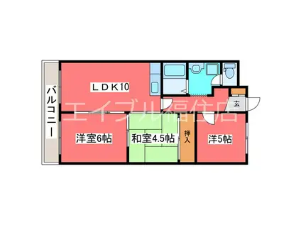 カーサアシュウ(3LDK/1階)の間取り写真