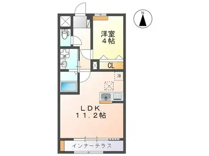 ユ シェルポン(1LDK/1階)の間取り写真