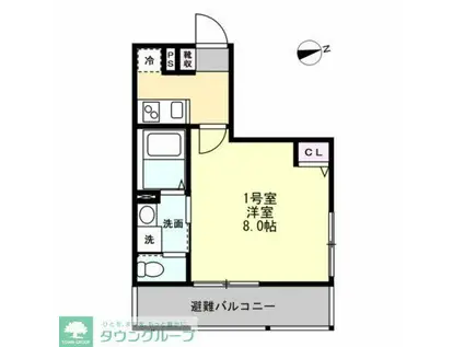 ベイルームヒルズ三ツ境(1K/3階)の間取り写真