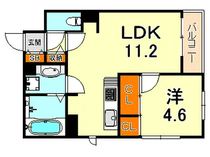 ESPOIR(1LDK/1階)の間取り写真