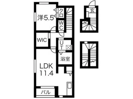 ランシェIII(1LDK/3階)の間取り写真