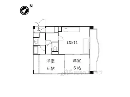 プレジオ山科御陵(2LDK/4階)の間取り写真