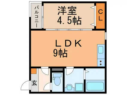 LECOCON守V(1LDK/1階)の間取り写真