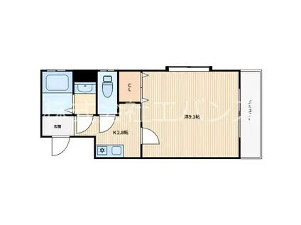 タウンコートワラビ(1K/3階)の間取り写真