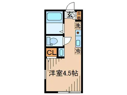 N-HARBOR LAGOON篠原西町B棟(ワンルーム/1階)の間取り写真