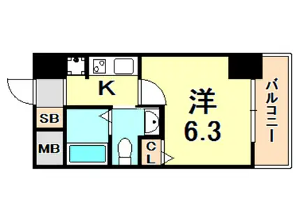 エステムプラザ神戸三宮ルクシア(1K/7階)の間取り写真