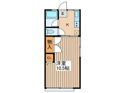 シティハイムアルファ(1K/2階)の間取り写真