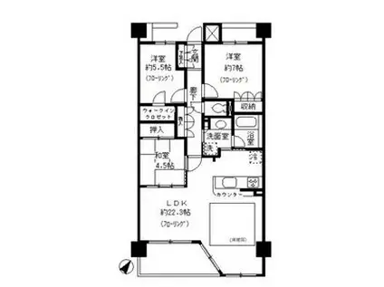 東山公園レジデンス(3LDK/1階)の間取り写真