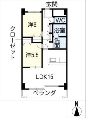 レジデンスタツミ(2LDK/3階)の間取り写真