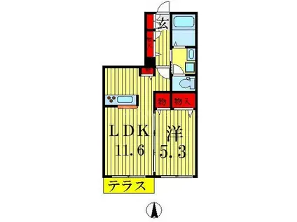 プレミアムコート(1LDK/2階)の間取り写真