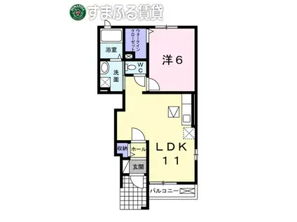 ヴァーサ大和(1LDK/1階)の間取り写真