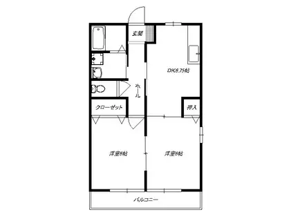 マリンハイツC(2DK/2階)の間取り写真