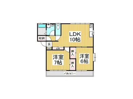 アースコート東春近(2LDK/1階)の間取り写真