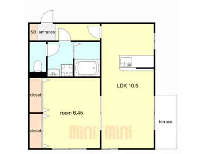 トレジャー二見(1LDK/1階)の間取り写真