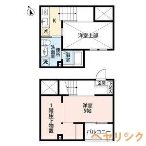 エクステンションK(ワンルーム/2階)の間取り写真