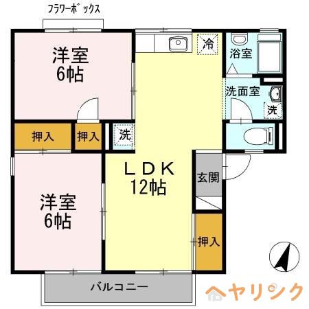 セジュール高針台(2LDK/1階)の間取り写真