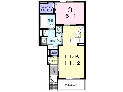 グラースA(1LDK/1階)の間取り写真