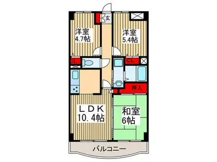 リレント谷塚(3LDK/4階)の間取り写真