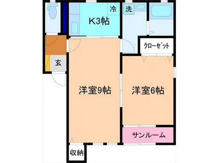 アペルト(2K/2階)の間取り写真