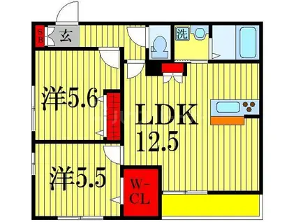 ラ メゾン デュ ビジュー(2LDK/2階)の間取り写真