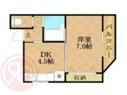 ベイハイツ(1DK/3階)の間取り写真