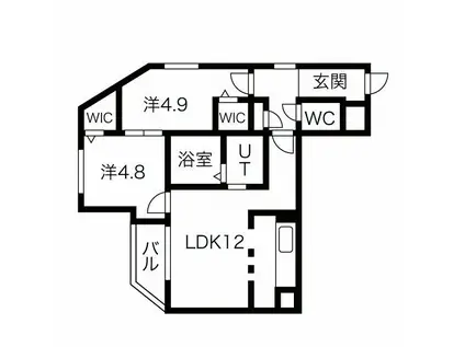 レジデンス北18条(2LDK/2階)の間取り写真