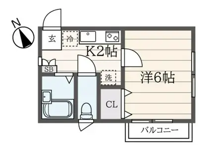 パークサイドヴィラ(1K/2階)の間取り写真